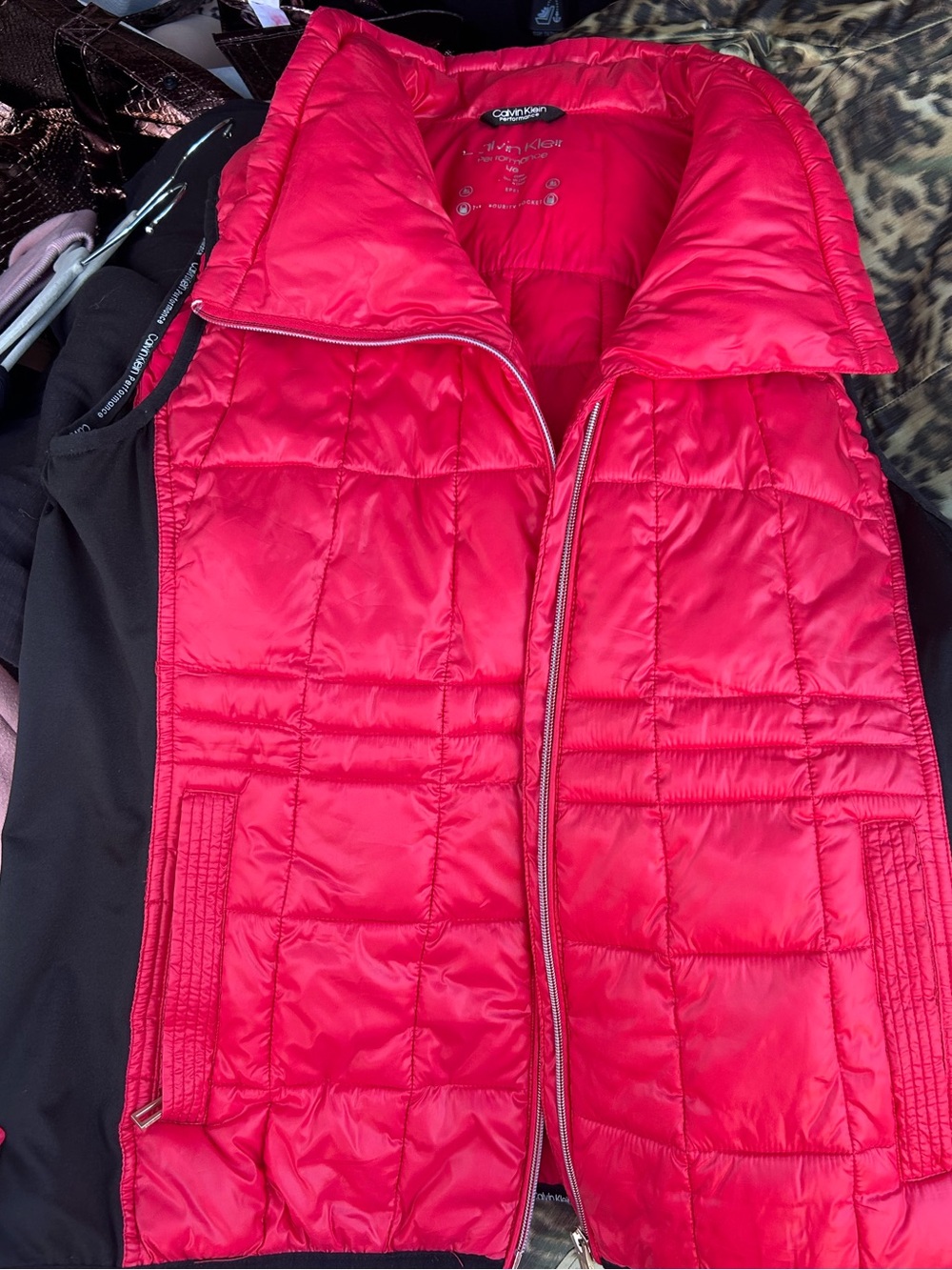 Calvin Klein Women's Bright Red Quilted Puffer Jacket